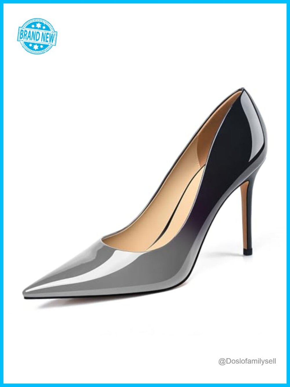 XINIUNIU High Heels for Women Pumps Gradient Patent Leather 4 inches 10CM